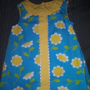 Girls Gymboree sunflower blue yellow dress 6-12 mt
